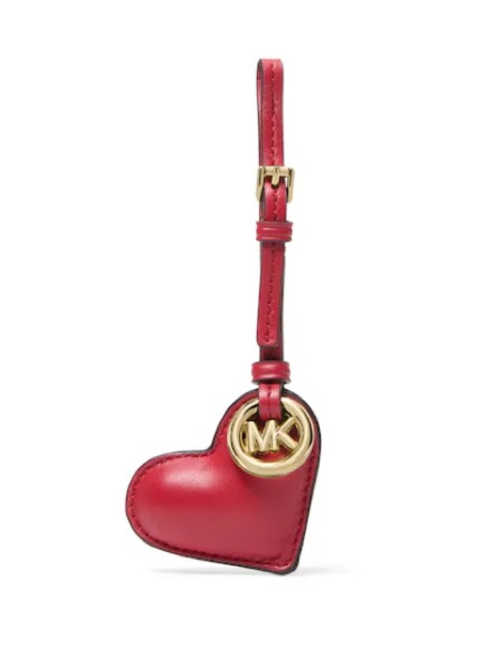 Michael Kors Puffy Heart Charm with MK Medallion - Red Leather
